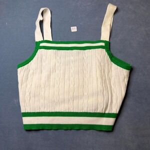Freshman 1996 Brand Green/White Knit Crop Top Size Large